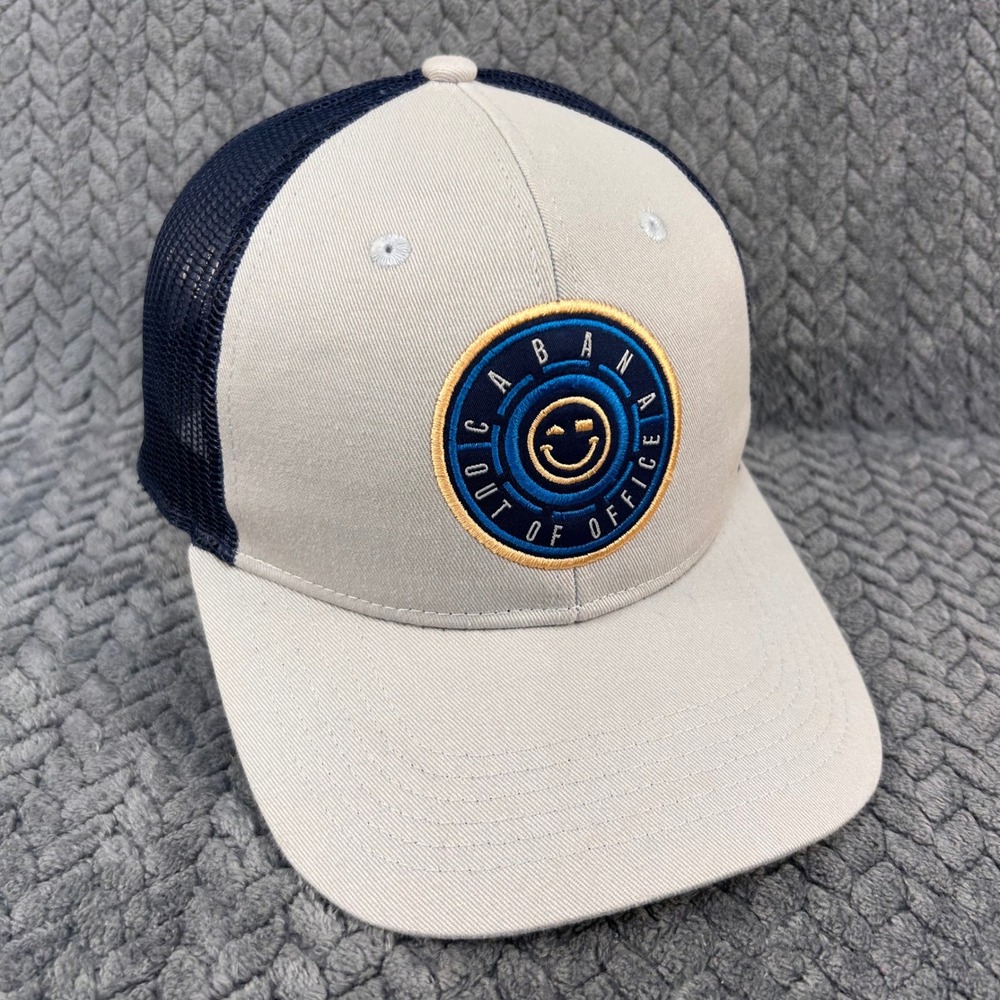 Out‎ Of Office Smiley Mens Gray Navy Cabana Trucker Hat Snapback Sample OSFM